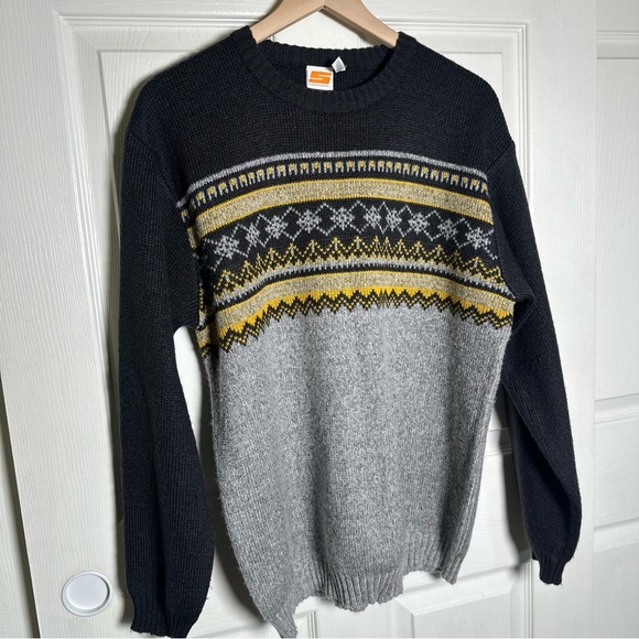 Vintage Sideout Y2K Medium Fair Isle Nordic Striped Long Sleeve Sweater 2000s - Picture 7 of 10